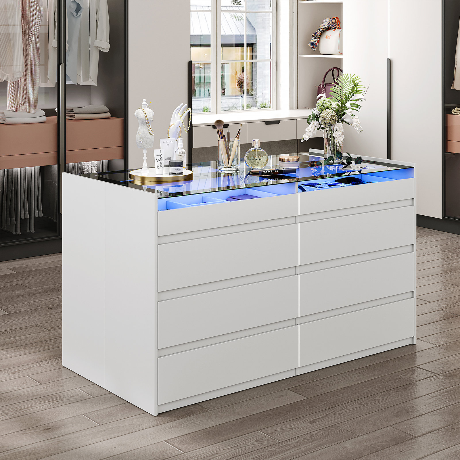 Ivy Bronx Closet Island With 16 Drawers & Reviews | Wayfair